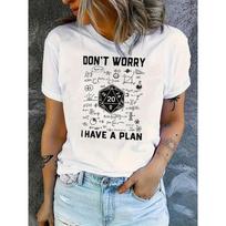 European sizes Creative English Math-Themed Patterned Print Women'S Casual Sports T-Shirt, Round Neck, Short Sleeves 4XL juoda