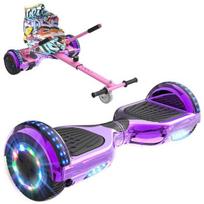 RCB Hoverboardas + Kartas 2-in-1 6,5 colio su Bluetooth ir LED – Reguliuojamas Kartingas – violetinis/rožinis – idealus vaikų dovanų variantas