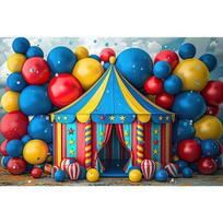 Birthday Party Backdrop Balloons Circus Theme Kids Baby Shower Cake Smash Banner Photography Background Decor for Photo Studio Vinyl 150X100cm blue