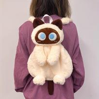 Juodo katino kuprinės Didelės akys Kačiuko lėlė Pliušinis Kawaii Pliušiniai žaislai Pečių krepšys Didelės talpos Minkštas žaislas Madingas įstrižas krepšys