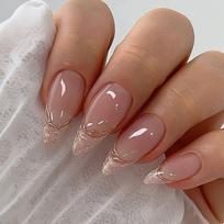 French Fake Nials Long Almond Press on Nails Manicure False Nails  DIY W983
