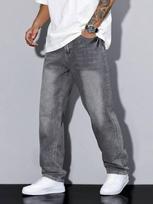 Wide leg straight jeans L gray