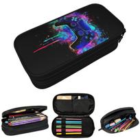 Neon Light Game Controller Gamepad Pencil Case for Boys Girls School Pen Box Pencil Bag Stationery Supplies Pen Holder Bag 21x10.5x5cm blue