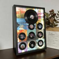 Retro Vinyl Record Lightbox Frame with NFC - High-End Decorative Music Photo Frame Gift Black Frame (21*29.7cm) black