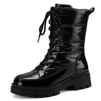 Women's Winter Snow Boots Fur Warm 2024 Low Heels Lace-up Black Plush Ankle Boots Comfortable Waterproof Rain Short Shoes Female 39 juoda