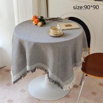 Prancūziško stiliaus japoniško pastoralinio stiliaus balta staltiesė, kavos staliuko staltiesė, naktinio staliuko staltiesė, retro kutai, apvali staltiesė 90*90cm gray