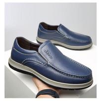 Spring and Autumn Casual Leather Shoes Men's Lazy One-Pedal Shoes Men's Soft-soled Medium and Old Shoes 39