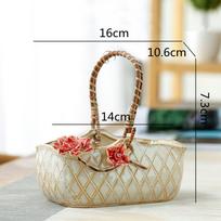 Rattan Hand Flower Basket Vase Succulent Plant Pots Flowerpot Stoneware Basket Garden Yard Decorative Accessories Vases Pots white