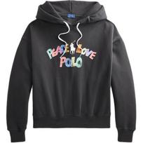 Polo Ralph Lauren Pattern Printed Hooded Long Sleeve Sweatshirt Women sweatshirt 211855701-003 M black