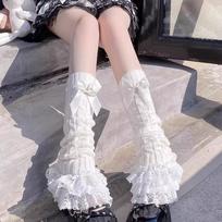 White Hairball Socks Cover Women'S Japanese Jk Leg Cover Lolita Bow Y2K Subculture Modified Leg Stacking Socks One size fits all balta
