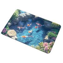 3D Underwater Cave Optical Illusion Rug Blue Ocean Small Area Rug Non-slip Kids Room Floor Mat for Bathroom Bedroom Living Room 40*60cm G black