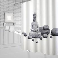 Pebble Printed Shower Curtain Fabric Washable Curtain With Hook Bathroom Decorative Curtain Rocks 3D Shower Curtains 240*180Cm W60H190(CM)-1 Pcs gray