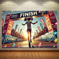 2D Athlete Victory Finish Backdrop Marathon Running Race Banner Decoration 70.9x43.3inch/180*110cm