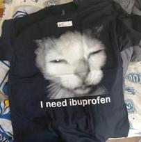 I need Ibuprofen Funny Vintage Graphic Cat T-shirt Unisex Cotton Shirt Silly L white