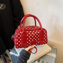 Women's Polka Dot Handbags 2026 New Commuting Patchwork Crossbody Bags Korean Style Cute Zipper Female Shoulder Bags (20cm<Max Length<30cm) juoda