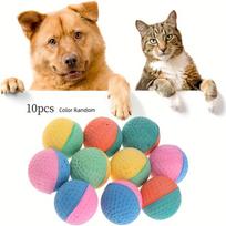 10pcs Cat Foam Ball Toys, Interactive Chase Sponge Balls for Pets, Soft Bouncy Quiet Durable Bite Resistant, Rubber Balls beige