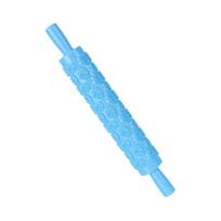 Fondant Rolling Pin Tool Plastic Embossing Roller Baking Pastry Cake Decorating SuppliesRose Pattern blue