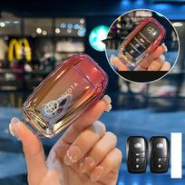 Minkštas TPU automobilio rakto dėklas Dangtelis Korpusas Raktų pakabukas Toyota Land Cruiser 300 Prado Crown TLK 200 Yaris Cross Hilux Innova Fortuner Camry 55 RB4 black