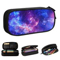Universe Space Galaxy Pencil Cases Starry Night Nebula Star Pencil Pouch Pen Big Capacity Bags School Supplies Gifts Stationery 21x10.5x5cm blue