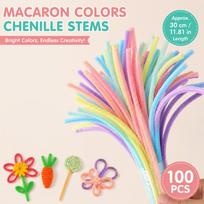 100Pcs 30cm Colors Chenille Stem Twisted Rod Iron Wire DIY Handcraft Wool Root Fluffy Bar Twisting Decor Pipe Cleaner Plush blue