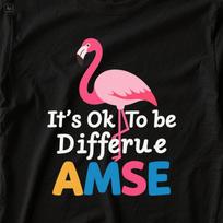It's Ok To Be Different. Unique Autism Flamingo T-Shirt 100% Cotton O-Neck Summer Short Sleeve L pink