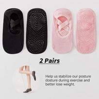 Professional Women Yoga Sock Silicone Anti-slip Ballet Pilates Socks Women Backless Breathable Bandage Yoga Sport Sock black