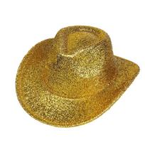 Sparkle Glitter Cowboy Hat Unisex Western Style Wide Brim Fedora Hat for Party Festival Cosplay One size blue