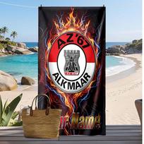 AZ Alkmaar Personalized Printed Beach Towel Soccer Logo Support Custom Name Text Absorbent Towel For Sport Travel Special Gift 70cmx140cm(27x55inch) white