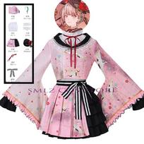 PJSK Akiyama Mizuki Cosplay Kimono Game Project Sekai Cosplay Maid Dress Wig Outfit Set Halloween Party Uniforms for Woman XS（old） rožinė