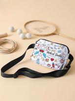 Medical Doodles Nurse Medical Tool Print Fanny Pack Adjustable Crossbody Waist Bag Women Outdoor Travel Sport Chest Sling Bag white