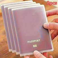 2/4pcs Clear Transparent Passport Holders, Multi Card Slots, Durable & Scratch-Resistant Document Protector for Travel Use gray