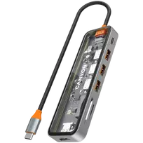 CANYON hub DS-13 7in1 4k USB-C Transparent Space Grey