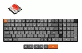 „Keychron K17 MAX QMK/VIA Hot Swap“ žemo profilio mechaninė klaviatūra su „Gateron Red“ klavišais