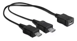 „Delock kabelis: USB micro-B lizdas > 2 x USB micro-B kištukai, 20 cm“