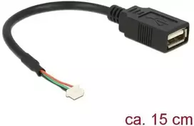 „Delock USB 2.0 kabelis su 1,25 mm 4 kontaktų lizdu > USB 2.0 tipo A lizdas, 15 cm“
