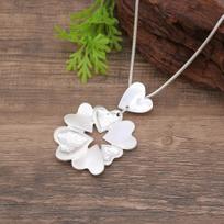 New brushed love flower snake bone chain long pendant, women's exaggerated hollow heart-shaped long necklace white