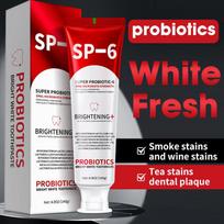 SP-6 Probiotinė balinanti dantų pasta: Gaivus kvapas, dėmių šalinimas, pageltusių dantų balinimas, 140g. Whitening 140g red