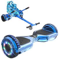 RCB Hoverboardas + Kartas 2-in-1 6,5 colio su Bluetooth ir LED – Reguliuojamas Kartingas – mėlynas/mėlynas – idealus dovanų vaikams