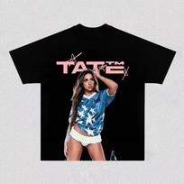 Tate McRae Portrait Graphics Cotton Unisex Shirt 2026 Summer Harajuku Unisexs Womens Y2k Short Sleeve Oneck Tshirt Fan Gifts 4XL purple