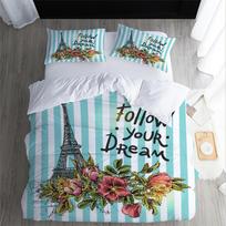 Eiffel Tower Duvet Cover, Soft Microfiber Bedding Set With Zipper Closure, 3D Paris Comforter Cover With Pillowcases 50X75 Cm 100X135cm-2pcs gray