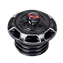 For Harley Sportster XL 1200 883 X48 Dyna Aluminum Fuel Gas Tank Cover Cap 3D Chrome Skull Red Eyes Style juoda
