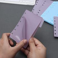 A6 A7 Pockets Binder Folders for 6Ring Notebook Divider Page Waterproof PVC Leaf Document Filing Bag gray