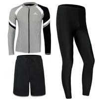 Unisex Quick-Dry Rash Guard Set Snorkeling Surfing Swimming UV Protection Long Sleeve Swimwear XXL gray