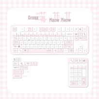 Strawberry Meow Keycaps: Wear-resistant, Retro PBT with Five-sided Dye-Sublimation and Cross Stem.