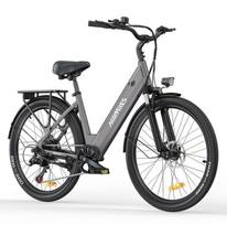 HILLMILES Milecity 1 - 26  Elektrinis dviratis - 250W variklis - Nuimama 36V 13Ah baterija - 100 km nuotolis - Shimano 7 pavaros, Pilkas