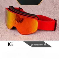 Anti-Fog OTG Snow Ski Goggles Red frame + full red lens + red strap red