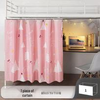 Upper Bunk Lower Desk Dorm Bed Curtain - Blackout Gauze, Cute Design for Female Students 1.15m High * 2.0m Long pink
