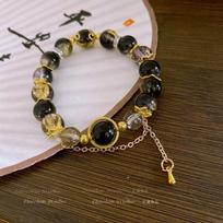 Guochao black glazed beaded bracelet fashion personality temperament bracelet niche high-end jewelry women black