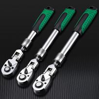 3 pcs Scalable Flex Head Ratchet wrench Set,1/4 ,3/8 ,1/2  Drive,72-Tooth Ratchet With Chromium Plating Quick Release,Reversible black