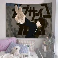 Mob Psycho Anime Tapestry Hippie Flower Wall Carpets Dorm Decor Wall Hanging Home Decor 74x94cm(29x37in) white